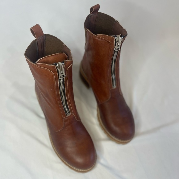 Hee Brown Leather Front Zip Ankle Boot Size 42 NEW - Picture 4 of 11